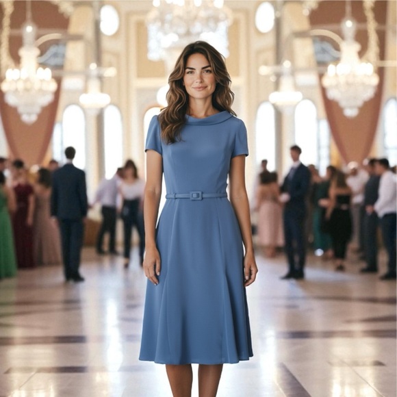 Carolina Herrera Dresses & Skirts - Carolina Herrera Classic Blue Belted Midi Dress